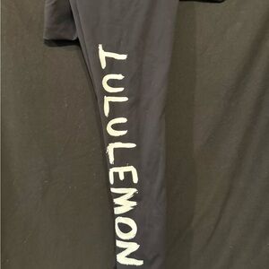 lululemon athletica Black Leggings with Bold White Text